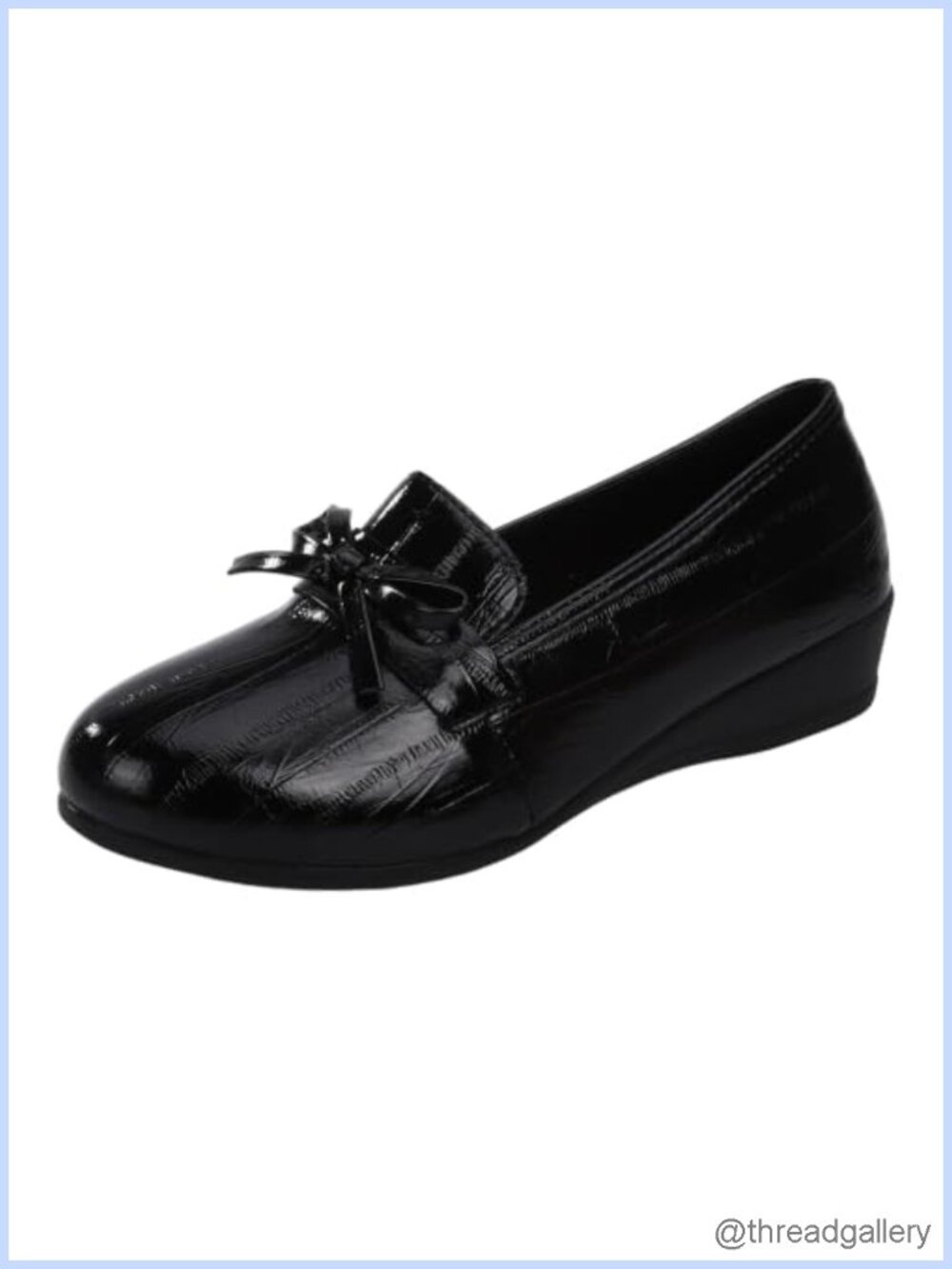 Women's Patent Leather Loafers with Bow Slip-Resistant Casual